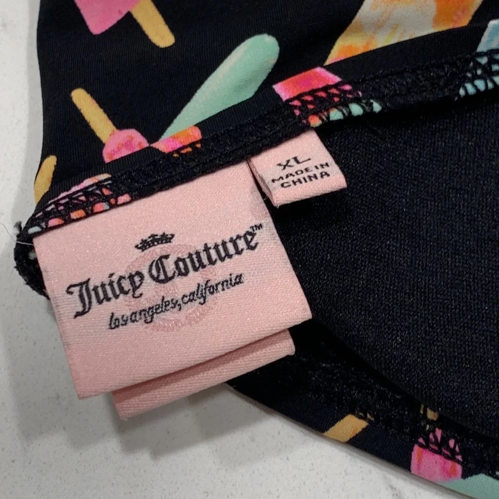 JUICY COUTURE Swim Top Popsicle Bandeau Bikini Size XL Black